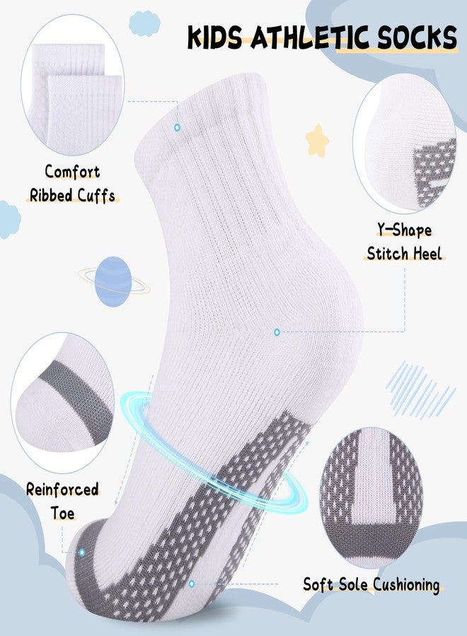Comfoex جوارب كومفوكس للأولاد، 10 أزواج، جوارب رياضية قطنية مبطنة جزئياً، جوارب للكاحل، مناسبة للأطفال الصغار والكبار من عمر 6-8 سنوات و8-10 سنوات. - Image 4